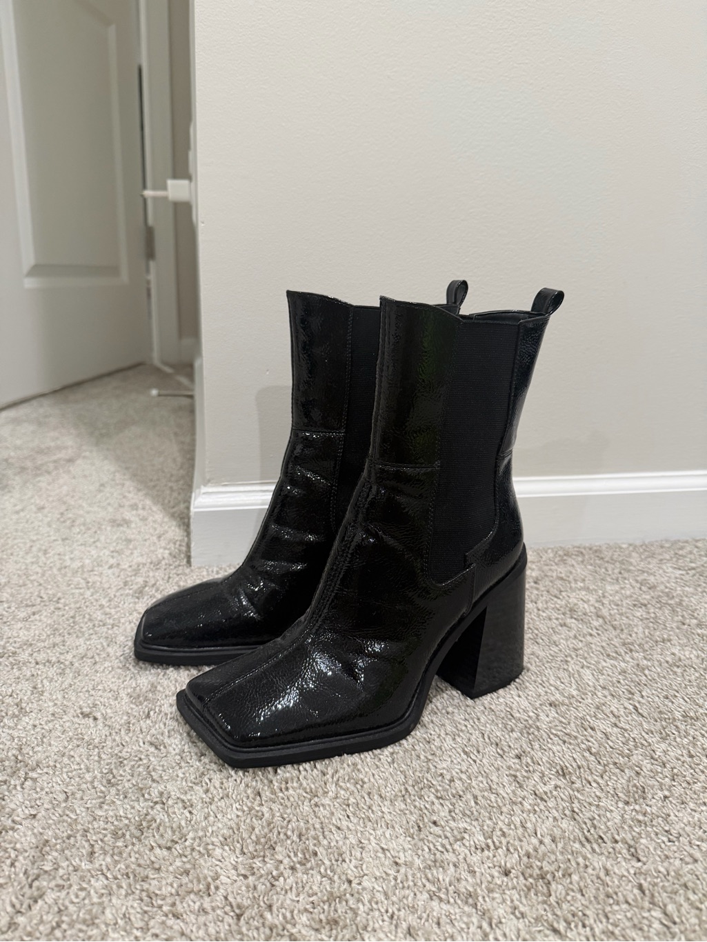 Black Square-Toe Block Heel Ankle Boots — image 5 of 5